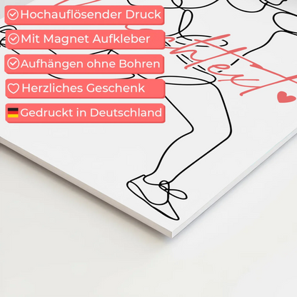 Personalisiertes Fotoboard Magnetisch Lineart Tennis Geschenk Tochter & Schwester