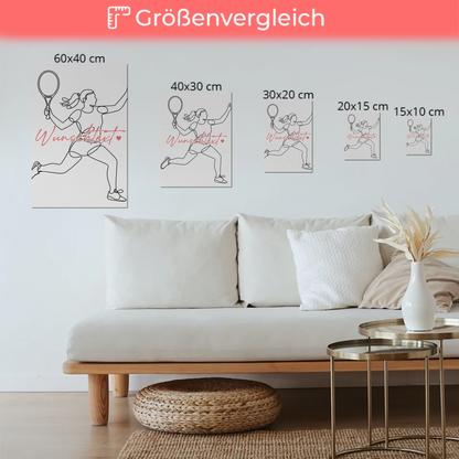 Personalisiertes Fotoboard Magnetisch Lineart Tennis Geschenk Tochter & Schwester