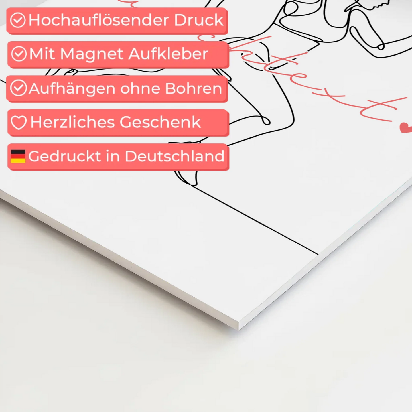 Personalisiertes Fotoboard Magnetisch Lineart Ultramarathon Geschenk Tochter & Schwester