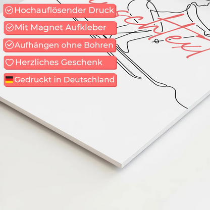 Lineart Fotoboard Magnetisch Personalisiert Skifahren Geschenk Tochter & Schwester
