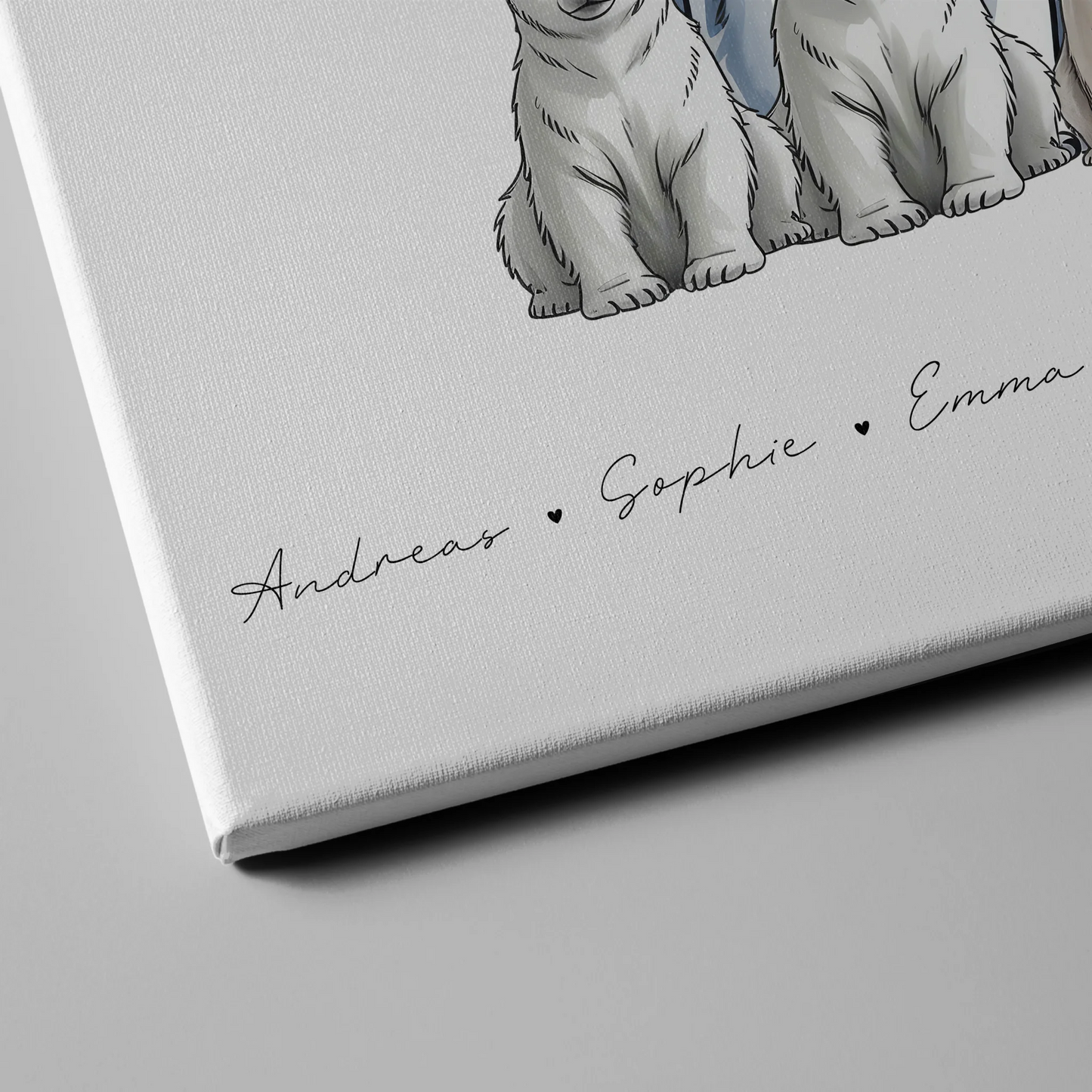 Leinwand Familie Mit Namen Eisbären Familienporträt Geschenk für Oma Opa Mama Papa 4