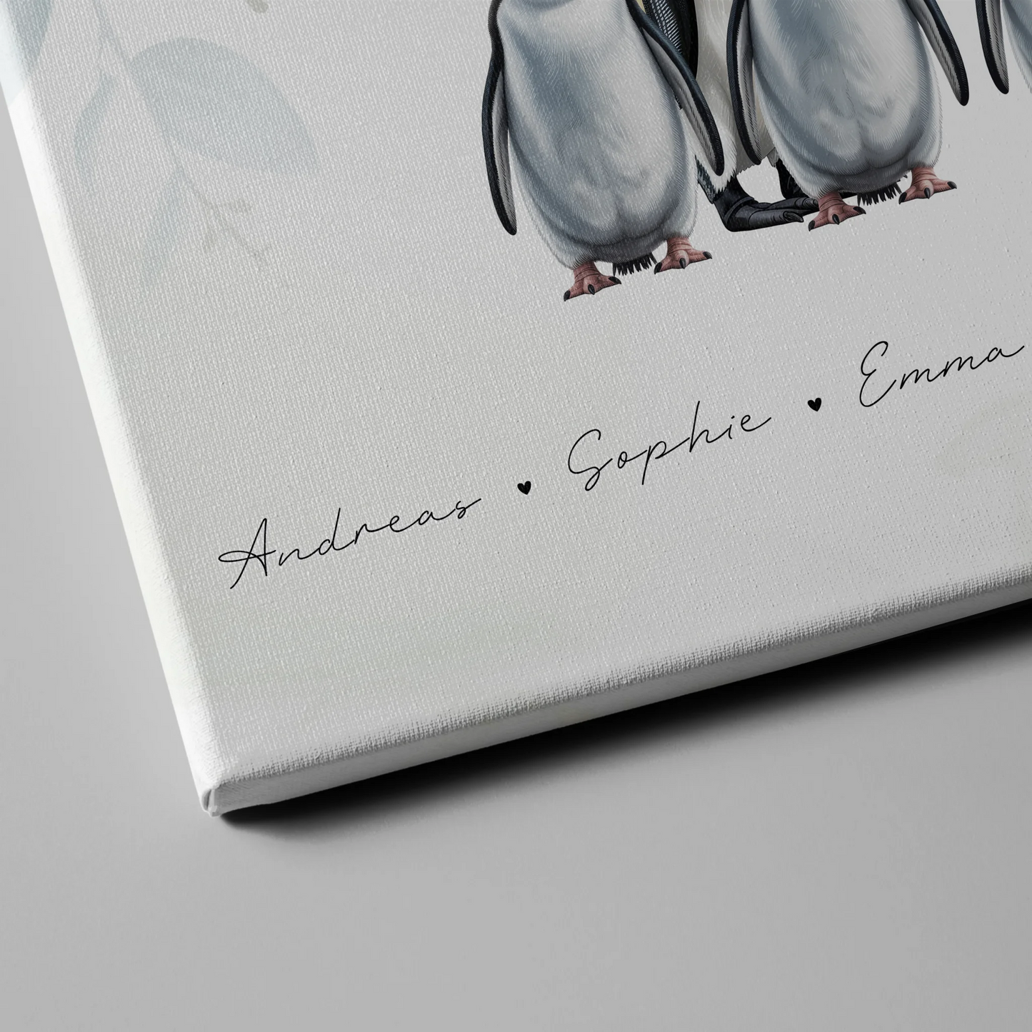 Familien Leinwand Mit Namen Pinguin Familienporträt Geschenk für Mama Papa Oma Opa 4