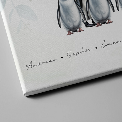Familien Leinwand Mit Namen Pinguin Familienporträt Geschenk für Mama Papa Oma Opa 4