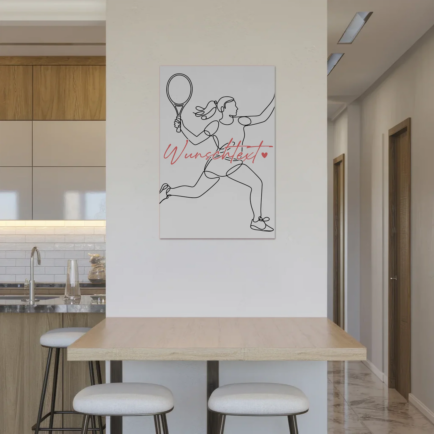 Personalisiertes Fotoboard Magnetisch Lineart Tennis Geschenk Tochter & Schwester