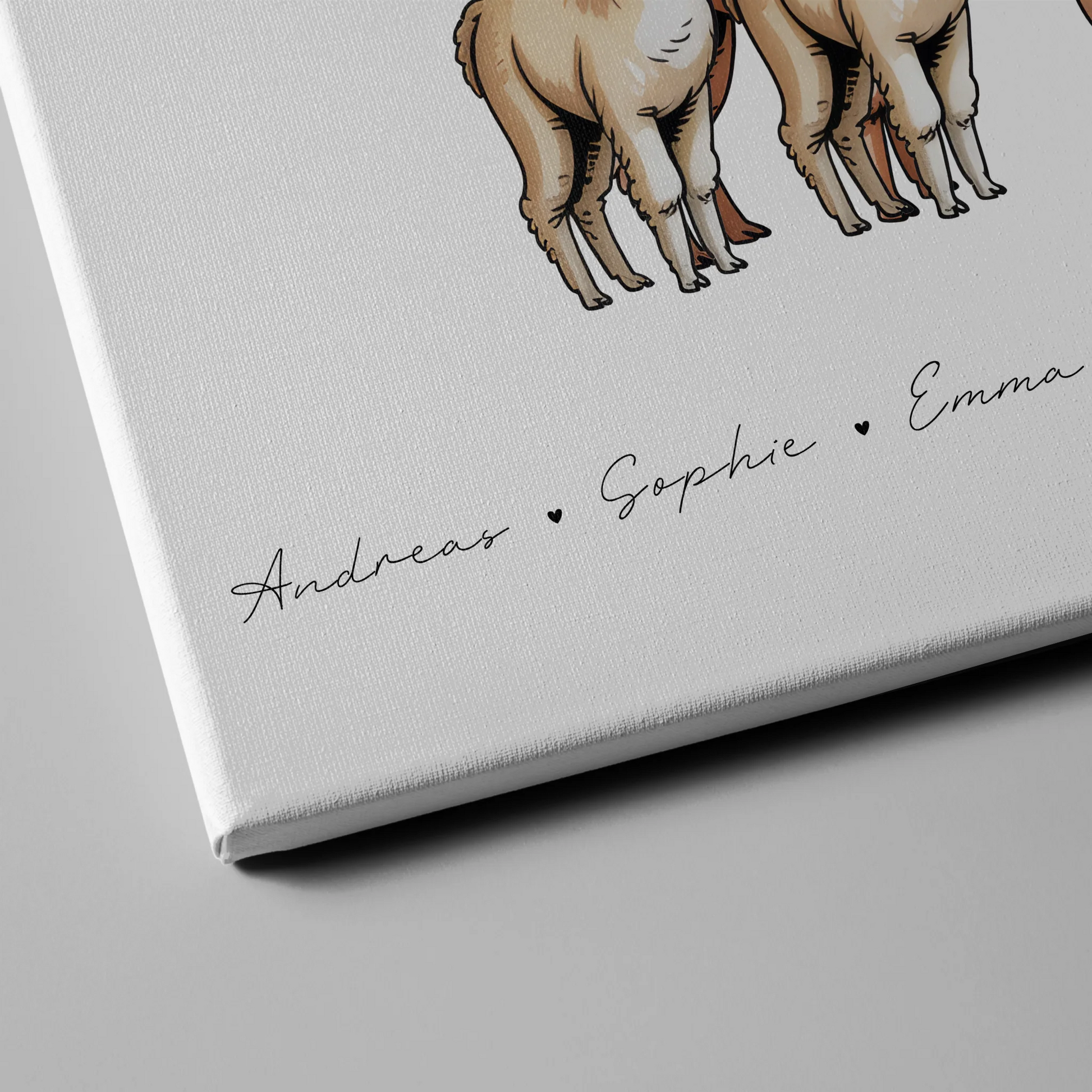 Leinwand Mit Namen Familie Alpaka Familienporträt Geschenk für Papa Mama Oma Opa 4