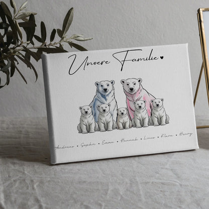 Leinwand Familie Mit Namen Eisbären Familienporträt Geschenk für Oma Opa Mama Papa 5