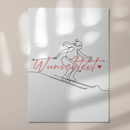 Lineart Fotoboard Magnetisch Personalisiert Skifahren Geschenk Tochter & Schwester