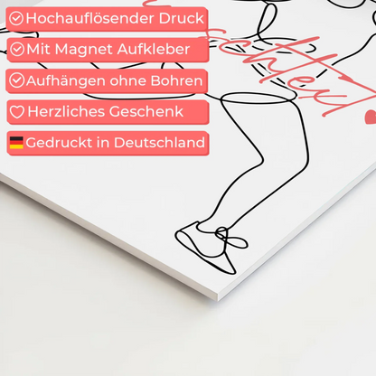 Personalisiertes Fotoboard Magnetisch Lineart Tennis Geschenk Tochter & Schwester