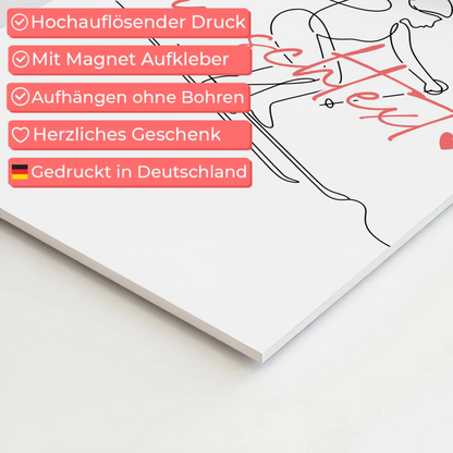 Lineart Fotoboard Magnetisch Personalisiert Skifahren Geschenk Tochter & Schwester