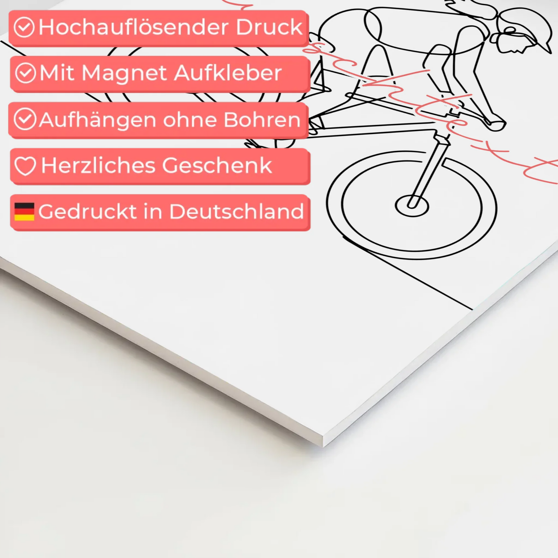 Personalisiertes Fotoboard Magnetisch Lineart Mountainbiken Geschenk Tochter & Schwester 4