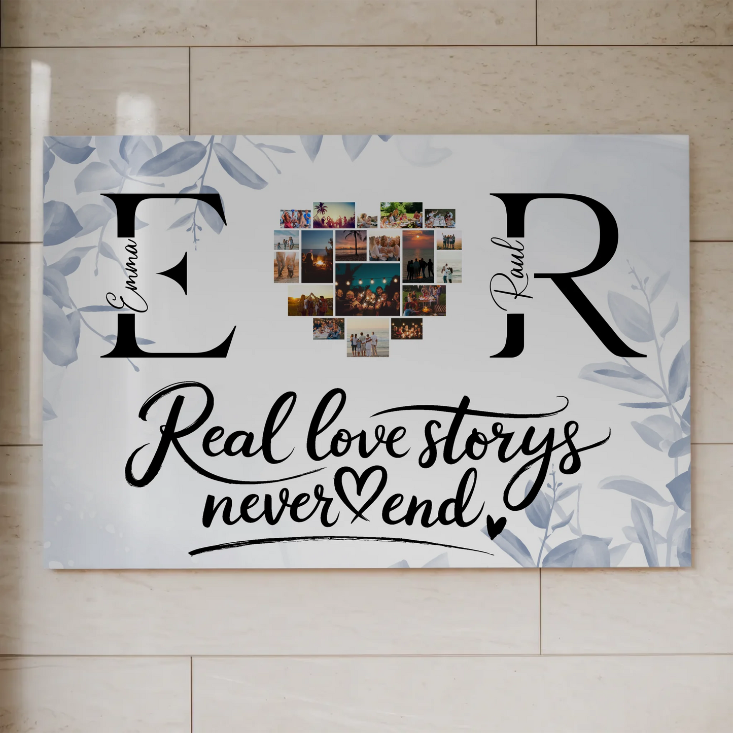 Magnet Fotoboard personalisiert Mit Namen Initialien und Fotos Real Love Storys Never End 1