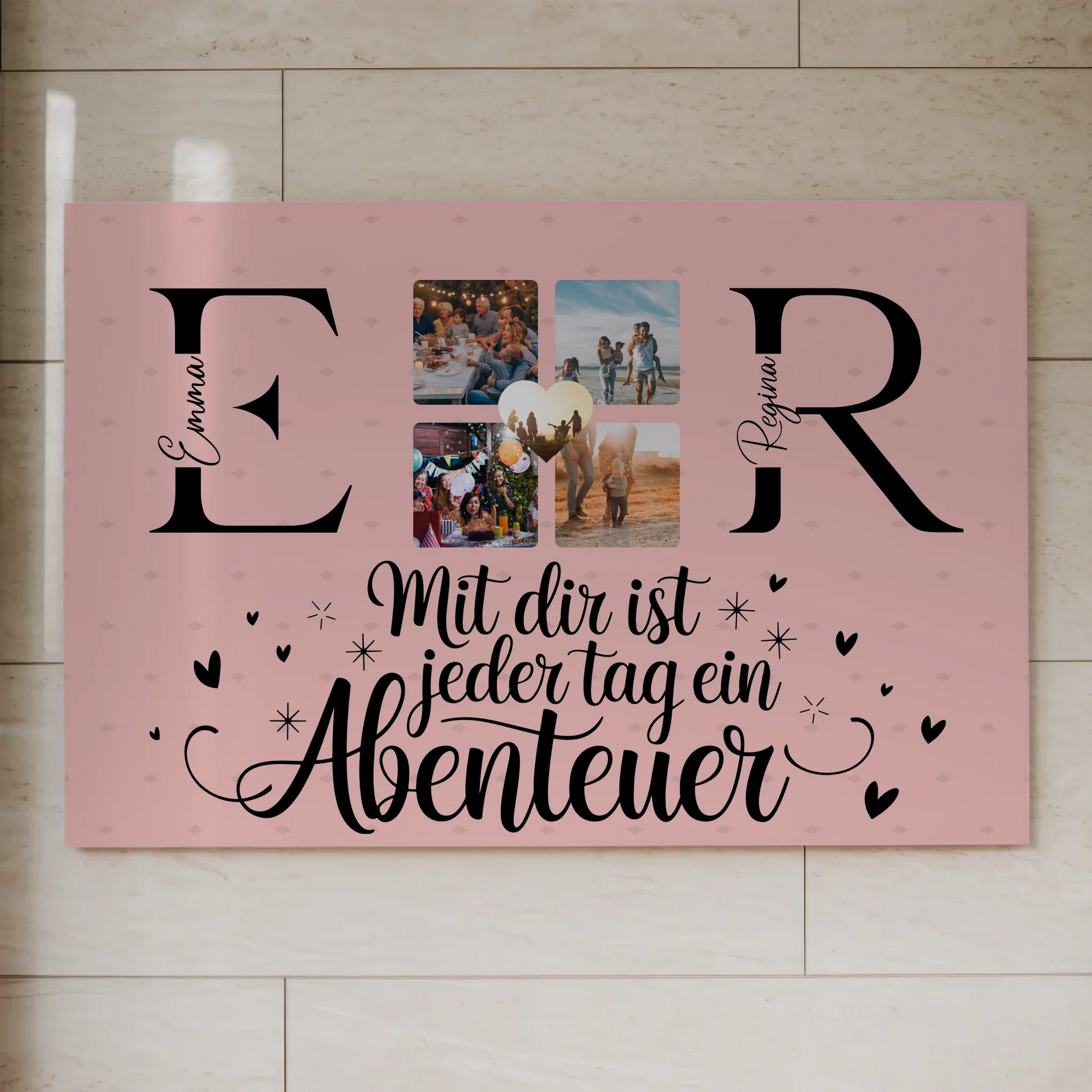 Paar Magnet Fotoboard für Schatz mit Initialien Namen und Fotos Geschenk 1