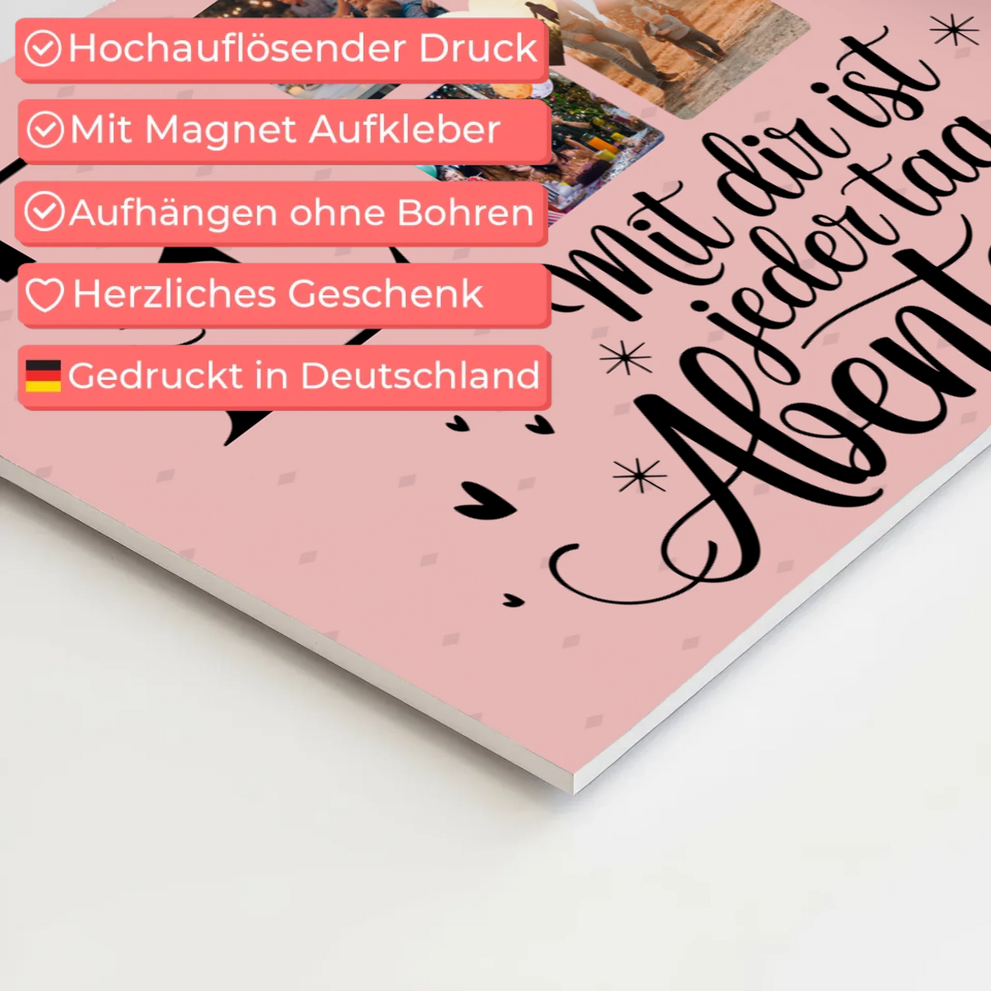 Paar Magnet Fotoboard für Schatz mit Initialien Namen und Fotos Geschenk 4