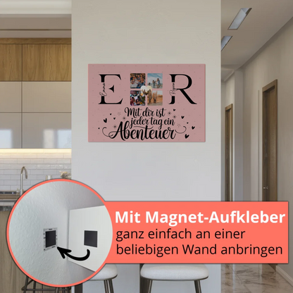 Paar Magnet Fotoboard für Schatz mit Initialien Namen und Fotos Geschenk 6