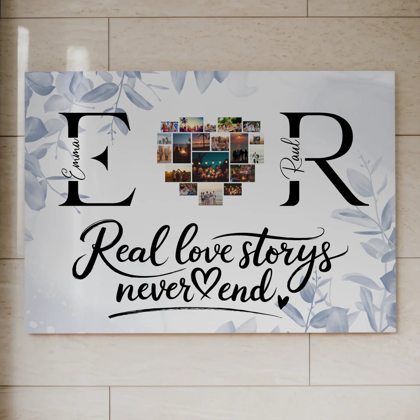 Magnet Fotoboard personalisiert Mit Namen Initialien und Fotos Real Love Storys Never End 7