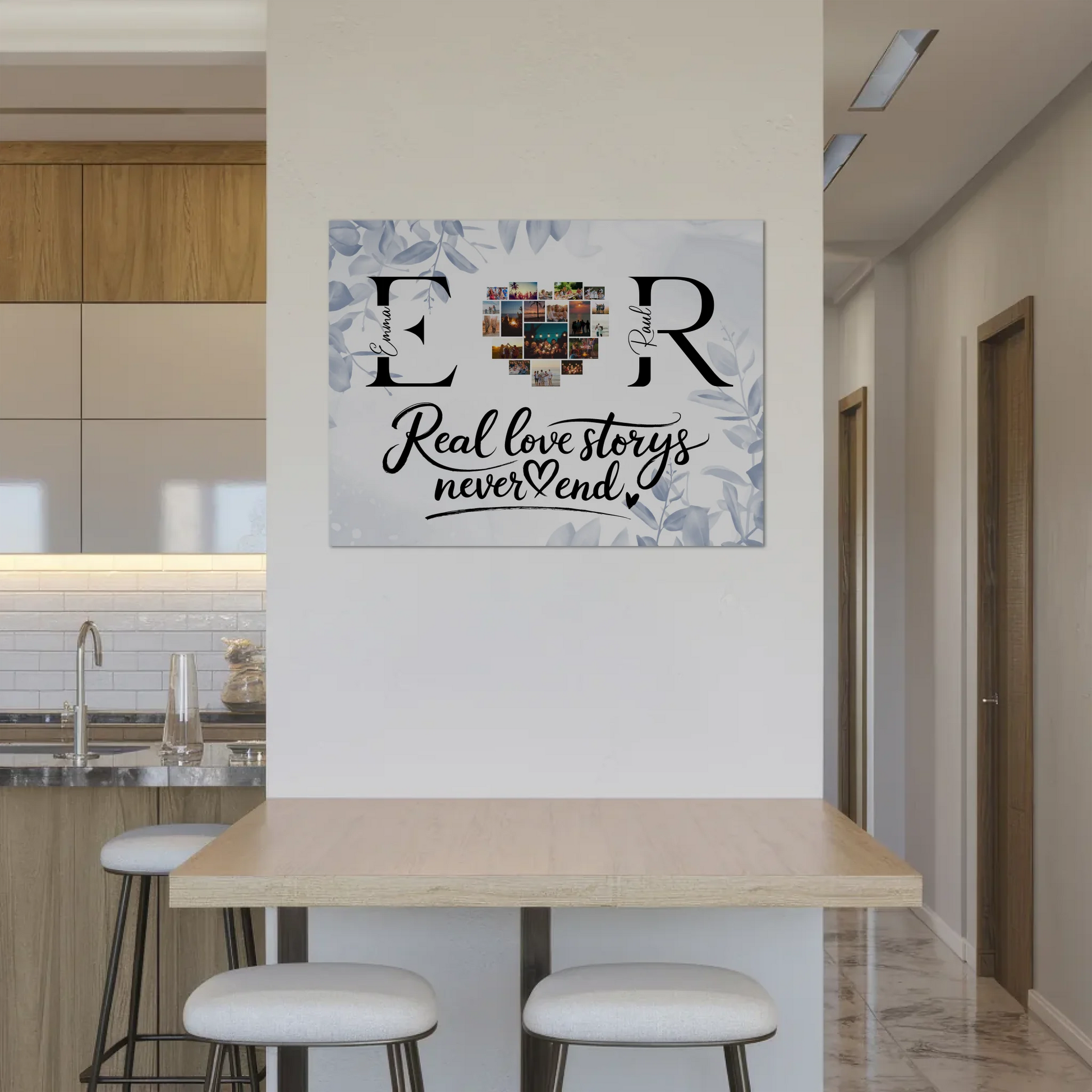 Magnet Fotoboard personalisiert Mit Namen Initialien und Fotos Real Love Storys Never End 8