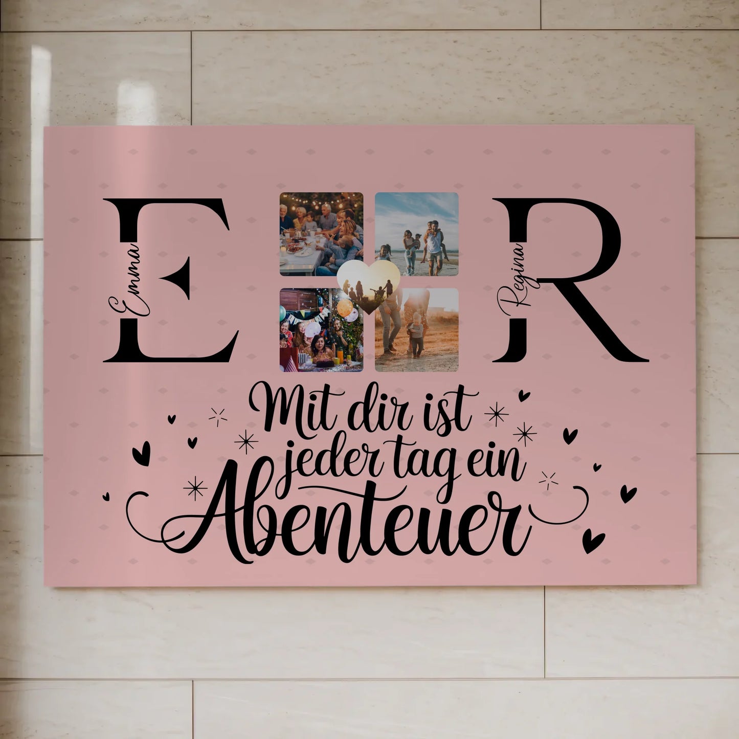 Paar Magnet Fotoboard für Schatz mit Initialien Namen und Fotos Geschenk 7