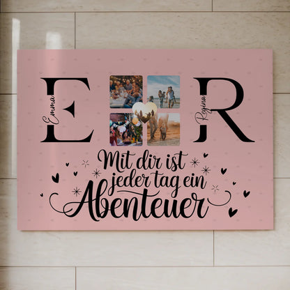 Paar Magnet Fotoboard für Schatz mit Initialien Namen und Fotos Geschenk 7