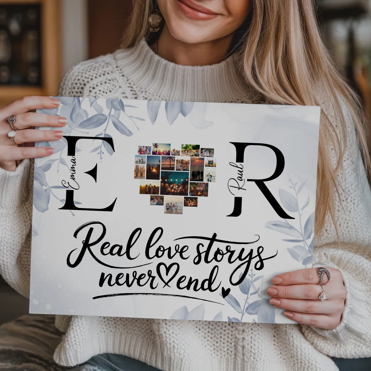 Magnet Fotoboard personalisiert Mit Namen Initialien und Fotos Real Love Storys Never End 9