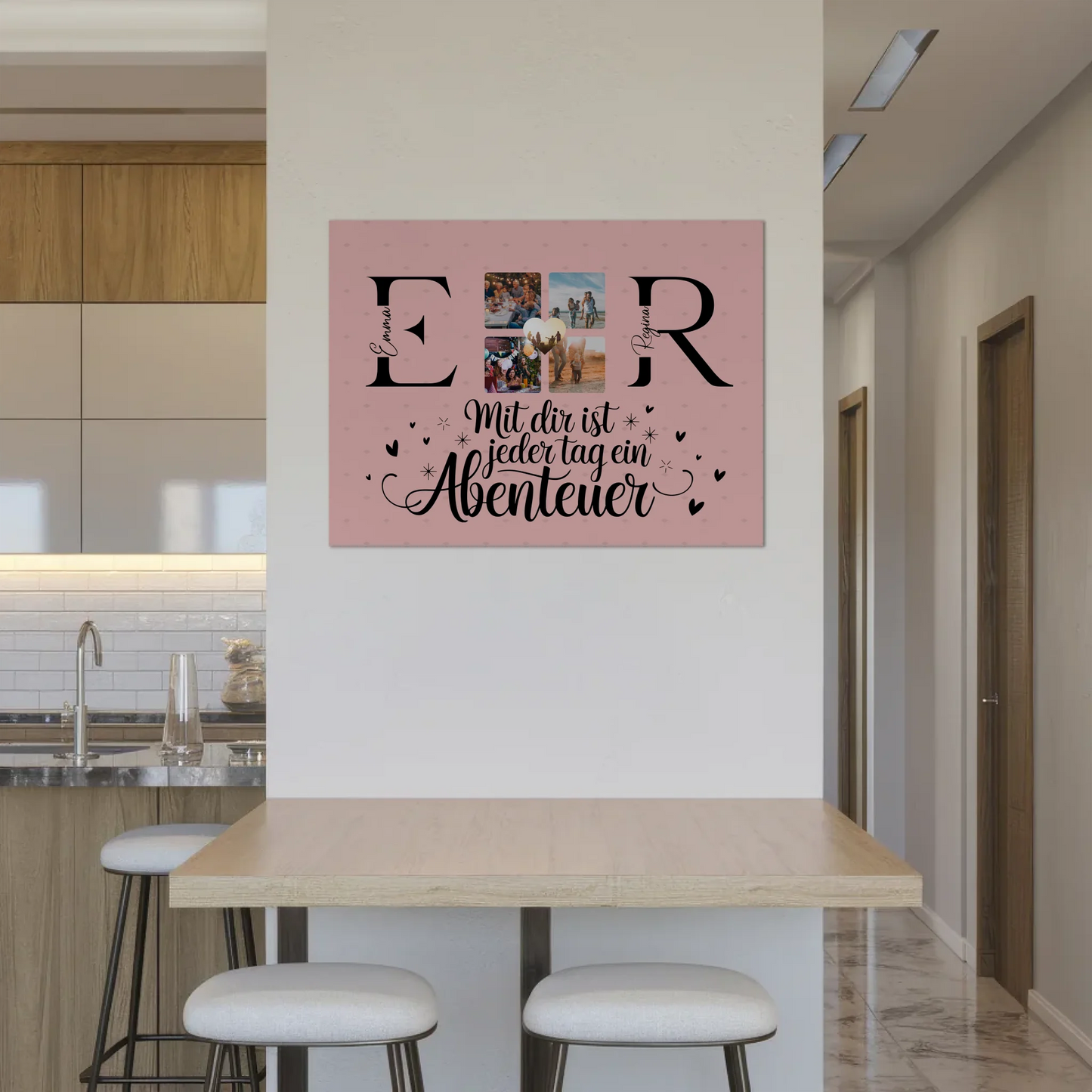 Paar Magnet Fotoboard für Schatz mit Initialien Namen und Fotos Geschenk 8