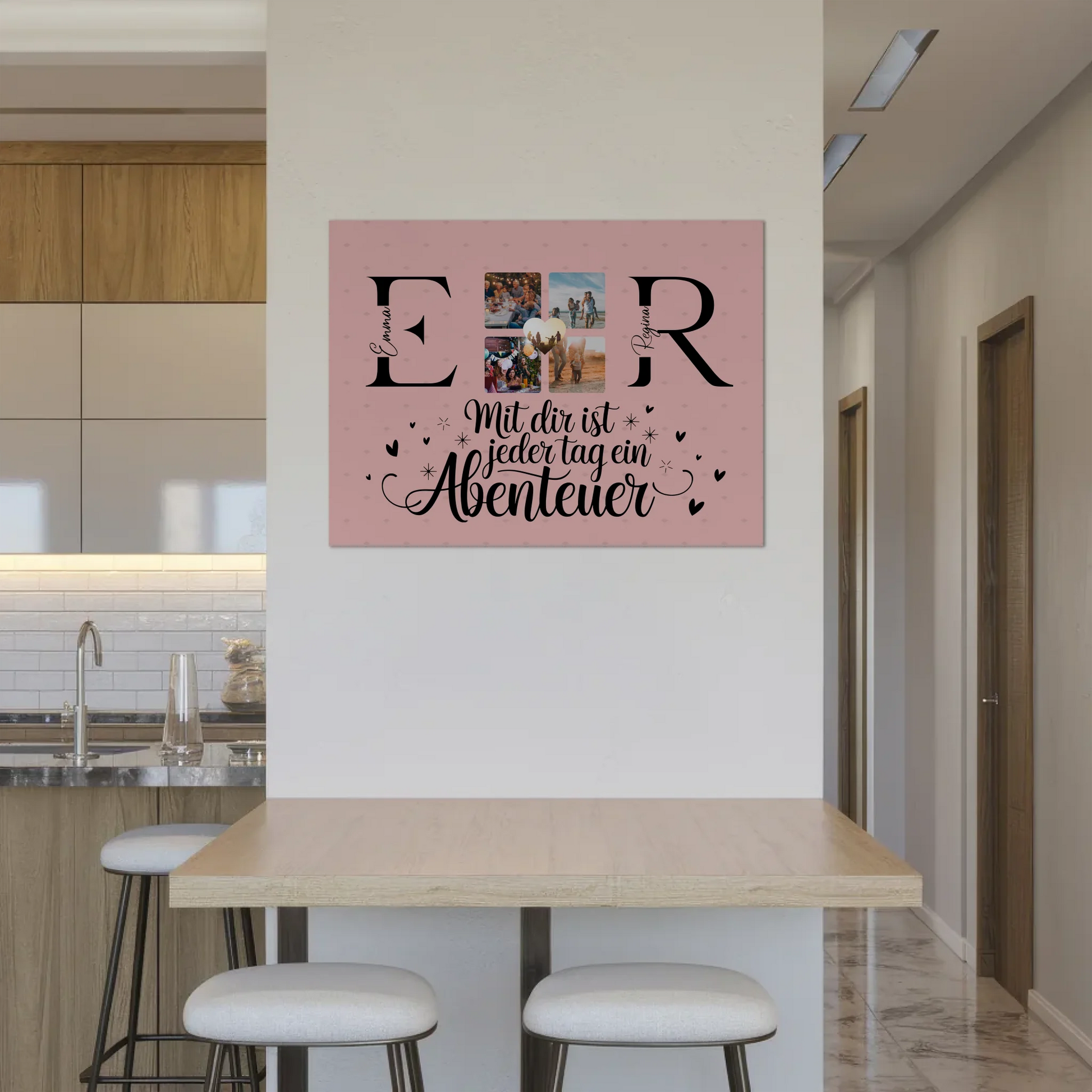 Paar Magnet Fotoboard für Schatz mit Initialien Namen und Fotos Geschenk 8