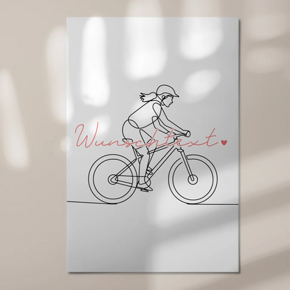 Personalisiertes Fotoboard Magnetisch Lineart Mountainbiken Geschenk Tochter & Schwester