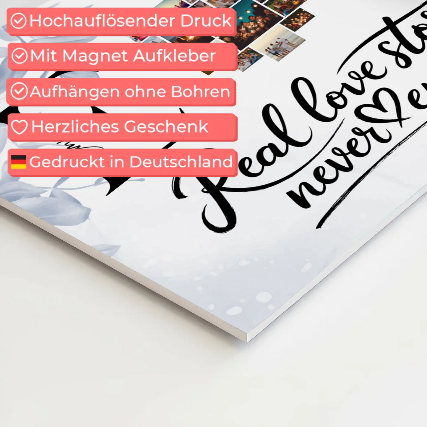 Magnet Fotoboard personalisiert Mit Namen Initialien und Fotos Real Love Storys Never End 10