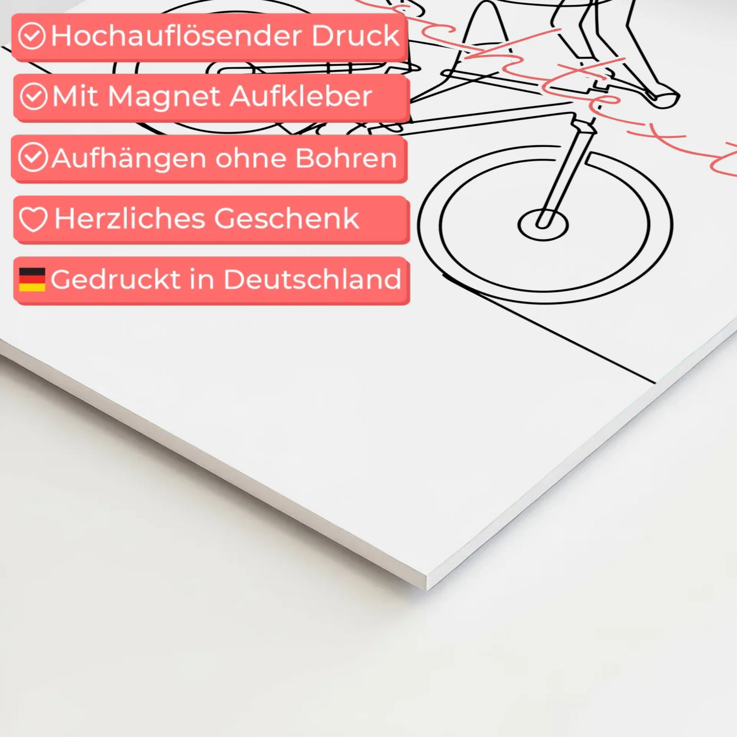 Personalisiertes Fotoboard Magnetisch Lineart Mountainbiken Geschenk Tochter & Schwester