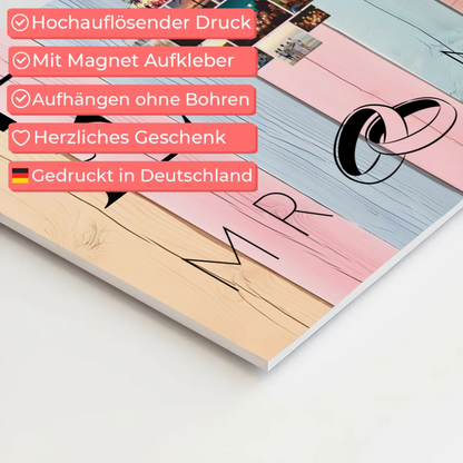 Magnet Fotoboard personalisiert Mit Initialien Namen und Fotos Mr & Mrs 4