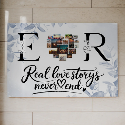 Magnet Fotoboard personalisiert Mit Namen Initialien und Fotos Real Love Storys Never End