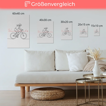 Personalisiertes Fotoboard Magnetisch Lineart Mountainbiken Geschenk Tochter & Schwester