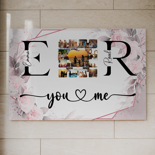 Paar Magnet Fotoboard für Schatz Mit Namen Initialien und Fotos You & Me 1