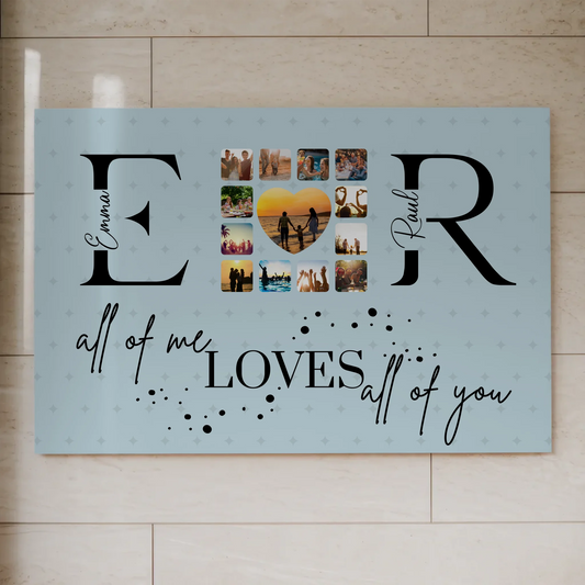 Magnet Fotoboard Geschenk Personalisiert Mit Fotos Initialien und Fotos All Of Me Loves All Of You 1