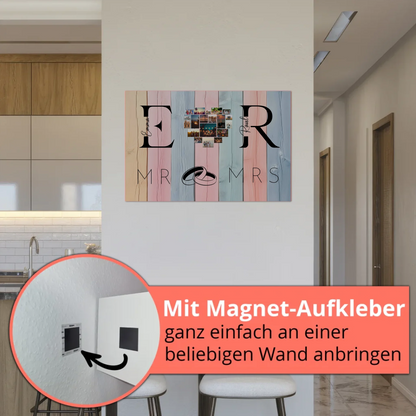 Magnet Fotoboard personalisiert Mit Initialien Namen und Fotos Mr & Mrs 6