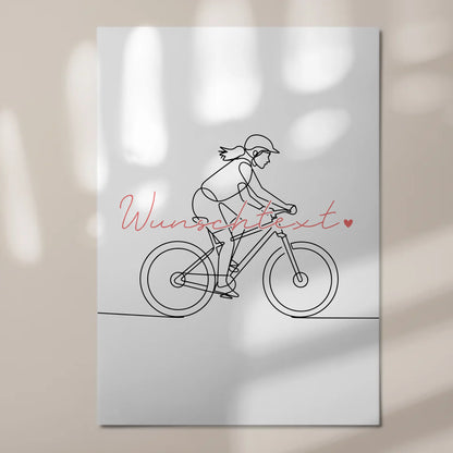 Personalisiertes Fotoboard Magnetisch Lineart Mountainbiken Geschenk Tochter & Schwester