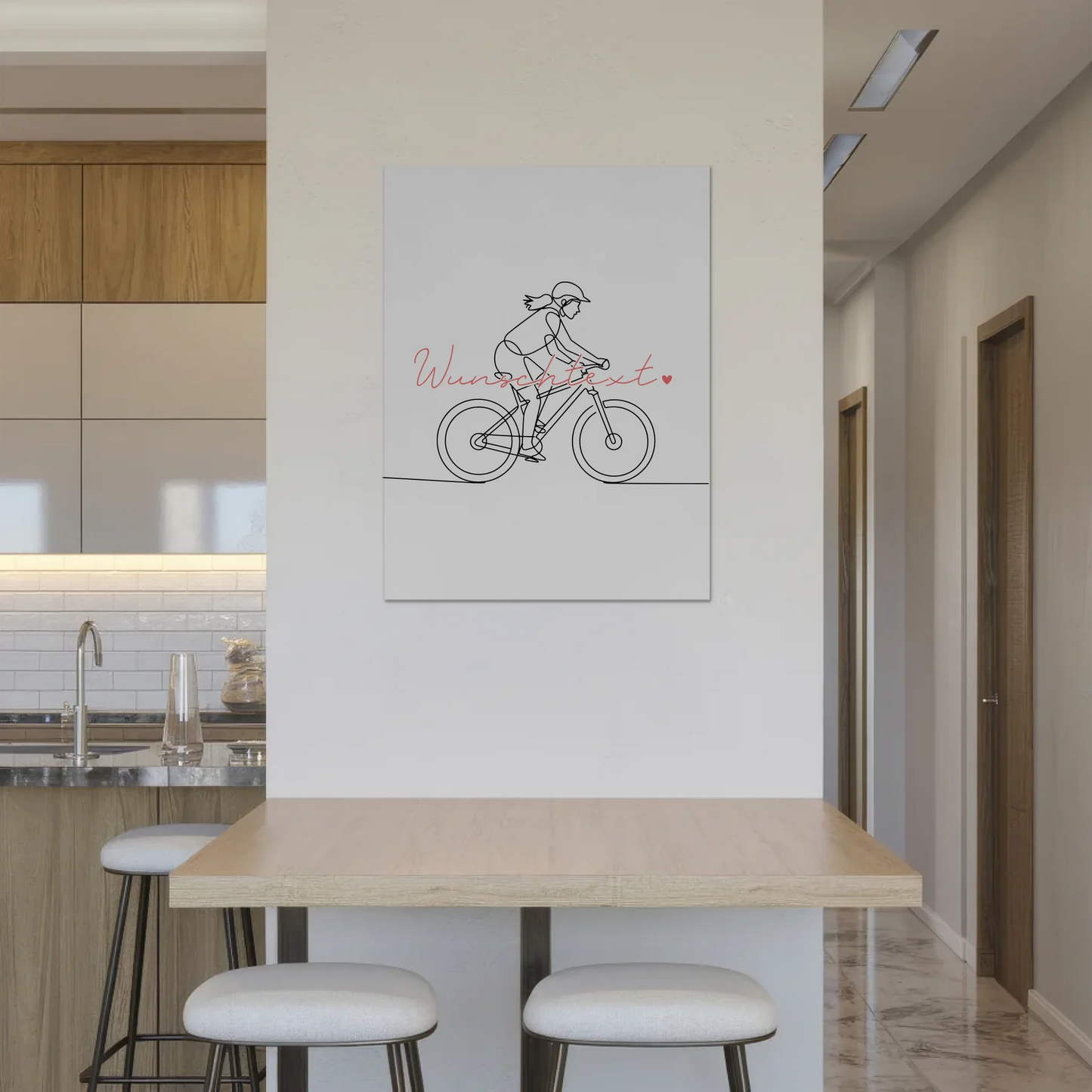 Personalisiertes Fotoboard Magnetisch Lineart Mountainbiken Geschenk Tochter & Schwester