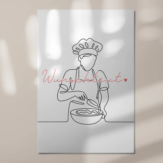 Lineart Fotoboard Magnet Wandbild Bäcker Geschenk Tochter & Schwester 1