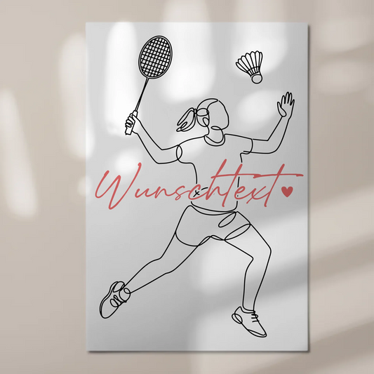 Personalisiertes Fotoboard Magnetisch Lineart Badminton Geschenk Tochter & Schwester 1