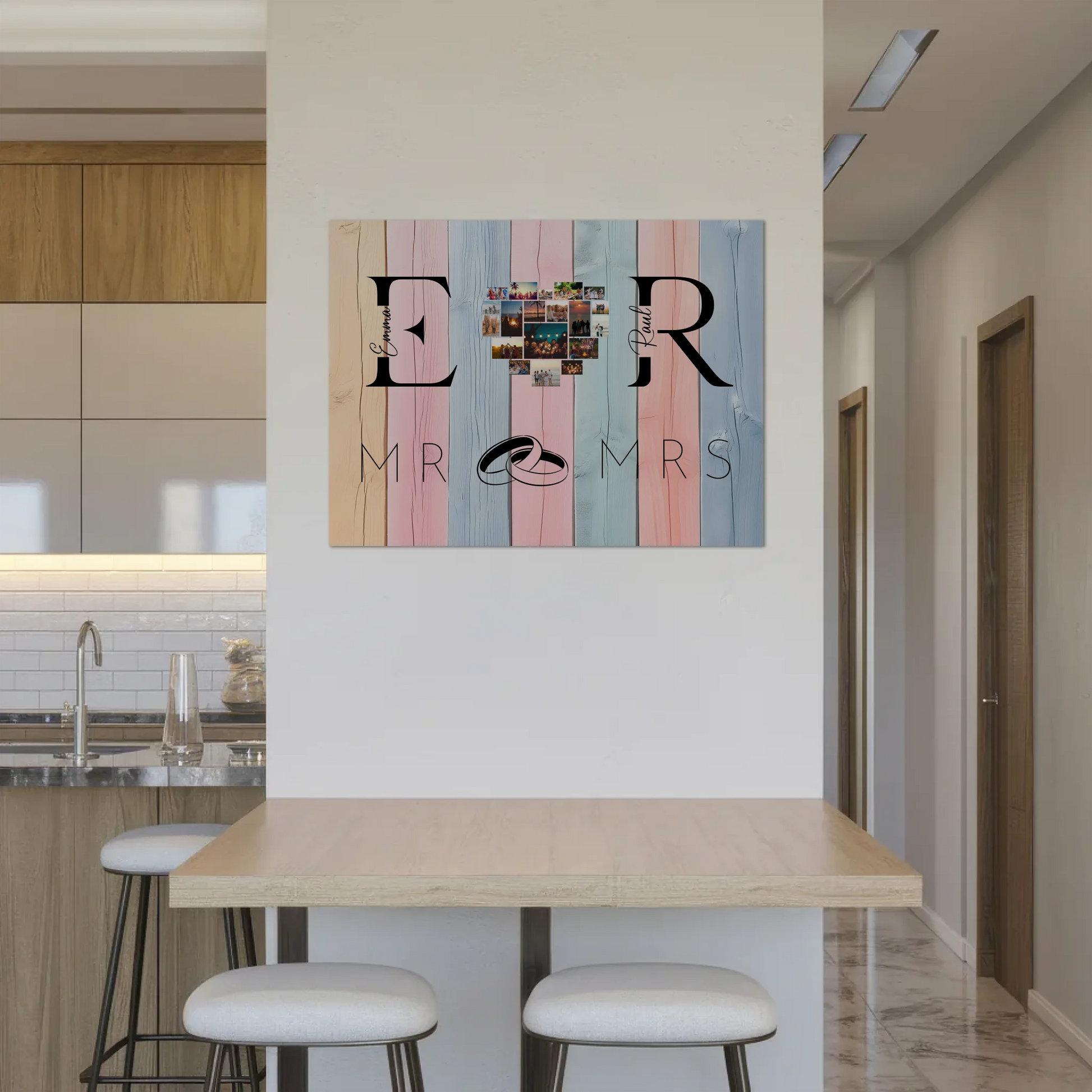 Magnet Fotoboard personalisiert Mit Initialien Namen und Fotos Mr & Mrs 8