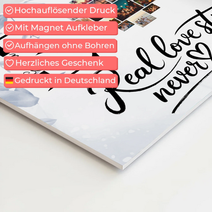 Magnet Fotoboard personalisiert Mit Namen Initialien und Fotos Real Love Storys Never End