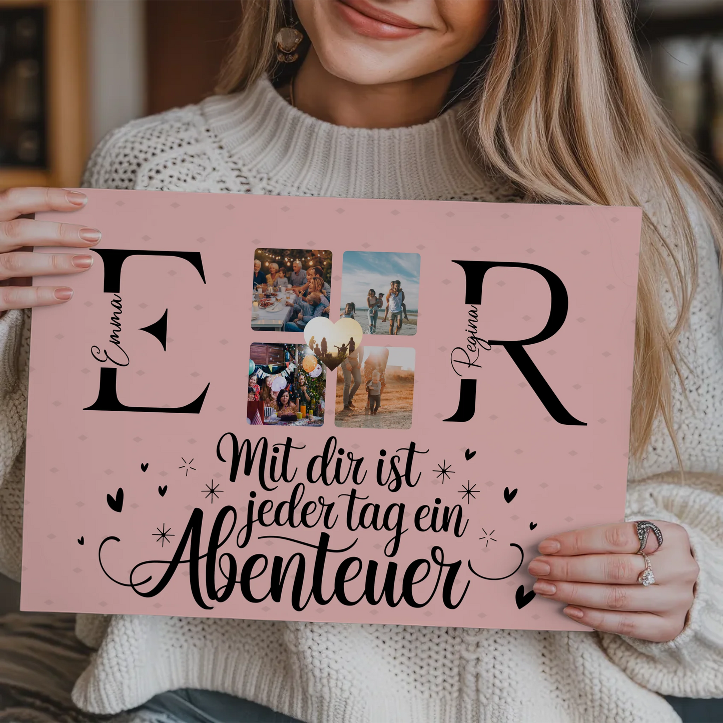 Paar Magnet Fotoboard für Schatz mit Initialien Namen und Fotos Geschenk