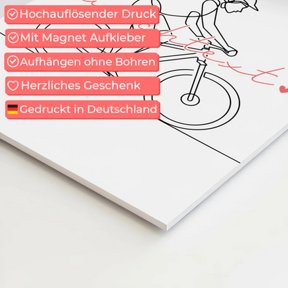 Personalisiertes Fotoboard Magnetisch Lineart Mountainbiken Geschenk Tochter & Schwester