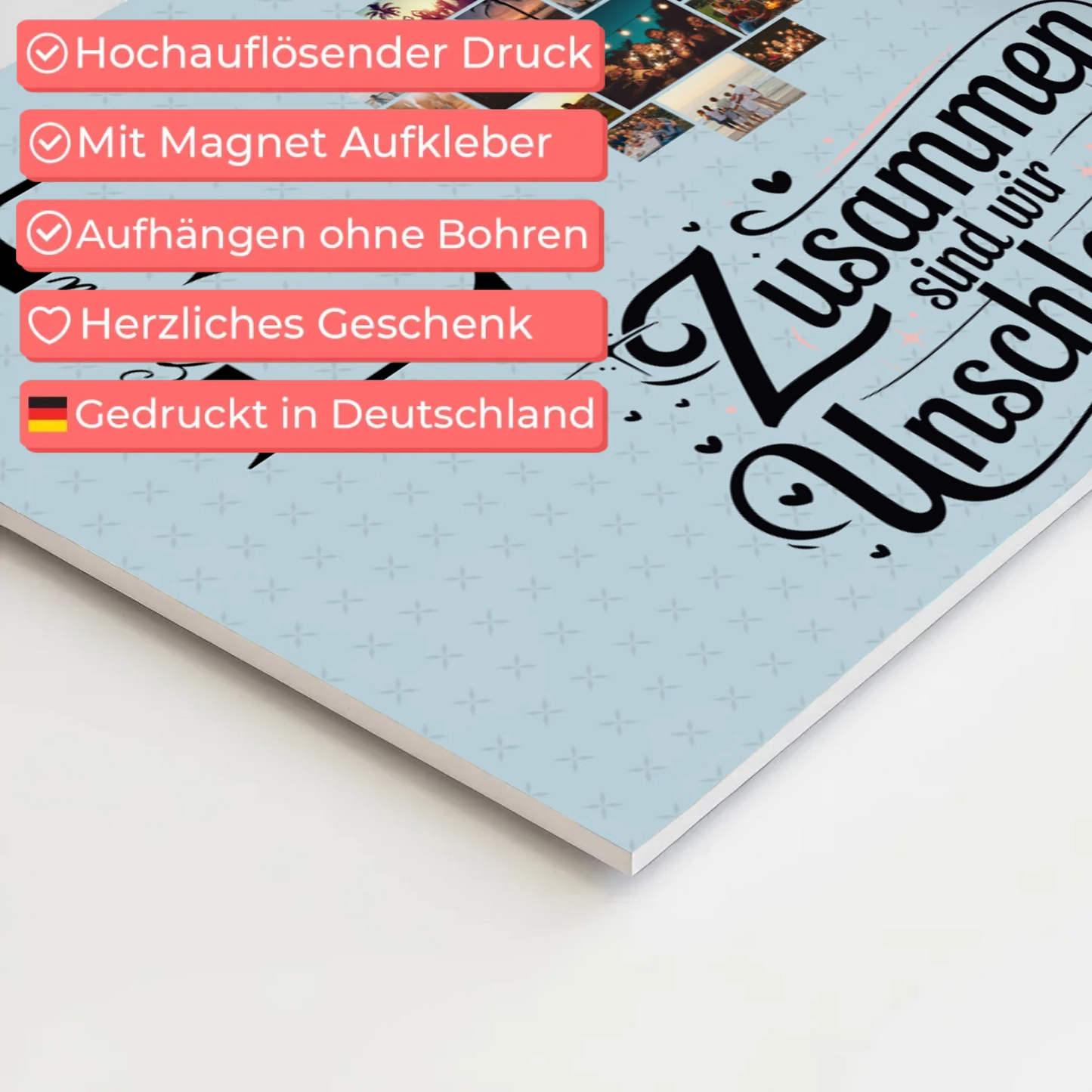 Magnet Fotoboard Geschenk Personalisiert mit Fotos Initialien und Namen Personalisiert