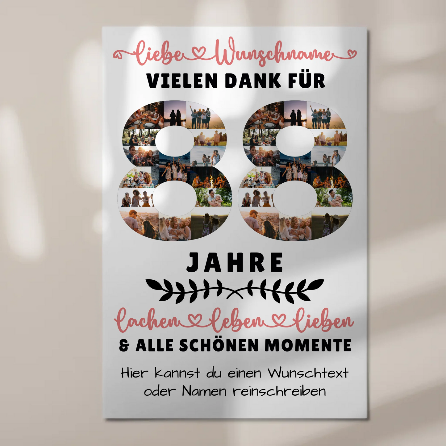 Personalisiertes Fotoboard Magnet Wandbild 88 Geburtstag Für Oma Opa Mama & Papa 1