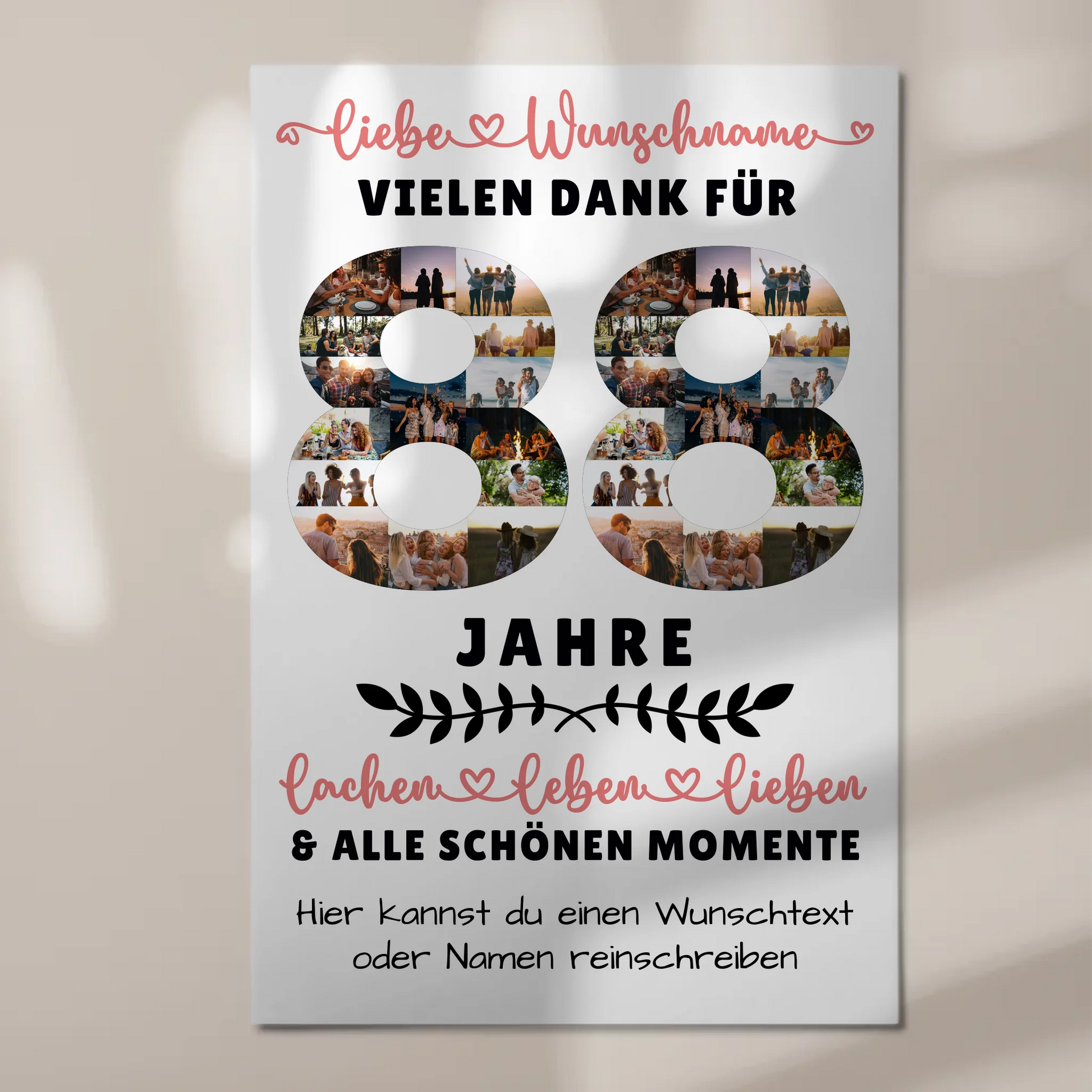 Personalisiertes Fotoboard Magnet Wandbild 88 Geburtstag Für Oma Opa Mama & Papa 1