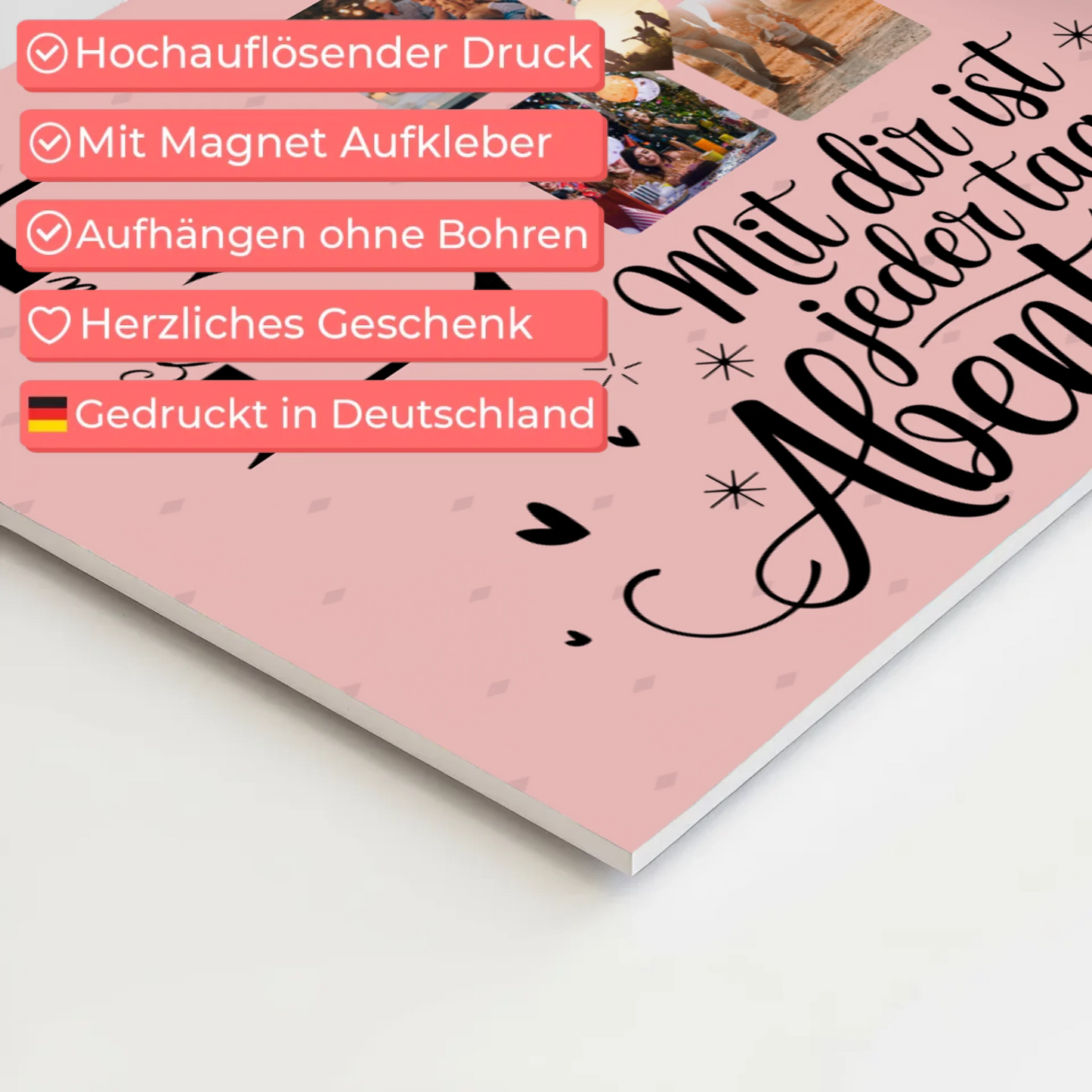 Paar Magnet Fotoboard für Schatz mit Initialien Namen und Fotos Geschenk