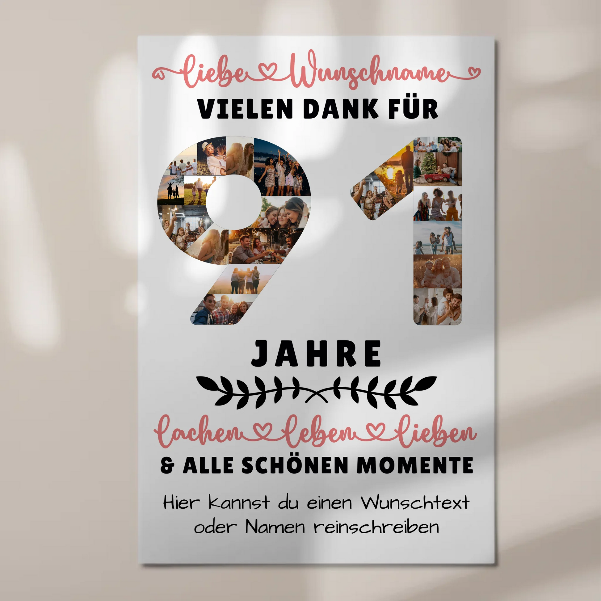 Personalisiertes Fotoboard Magnet Poster 91 Geburtstag Für Opa Oma Papa & Mama 1