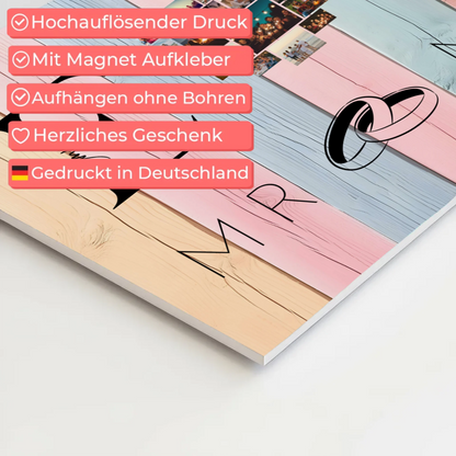 Magnet Fotoboard personalisiert Mit Initialien Namen und Fotos Mr & Mrs 10