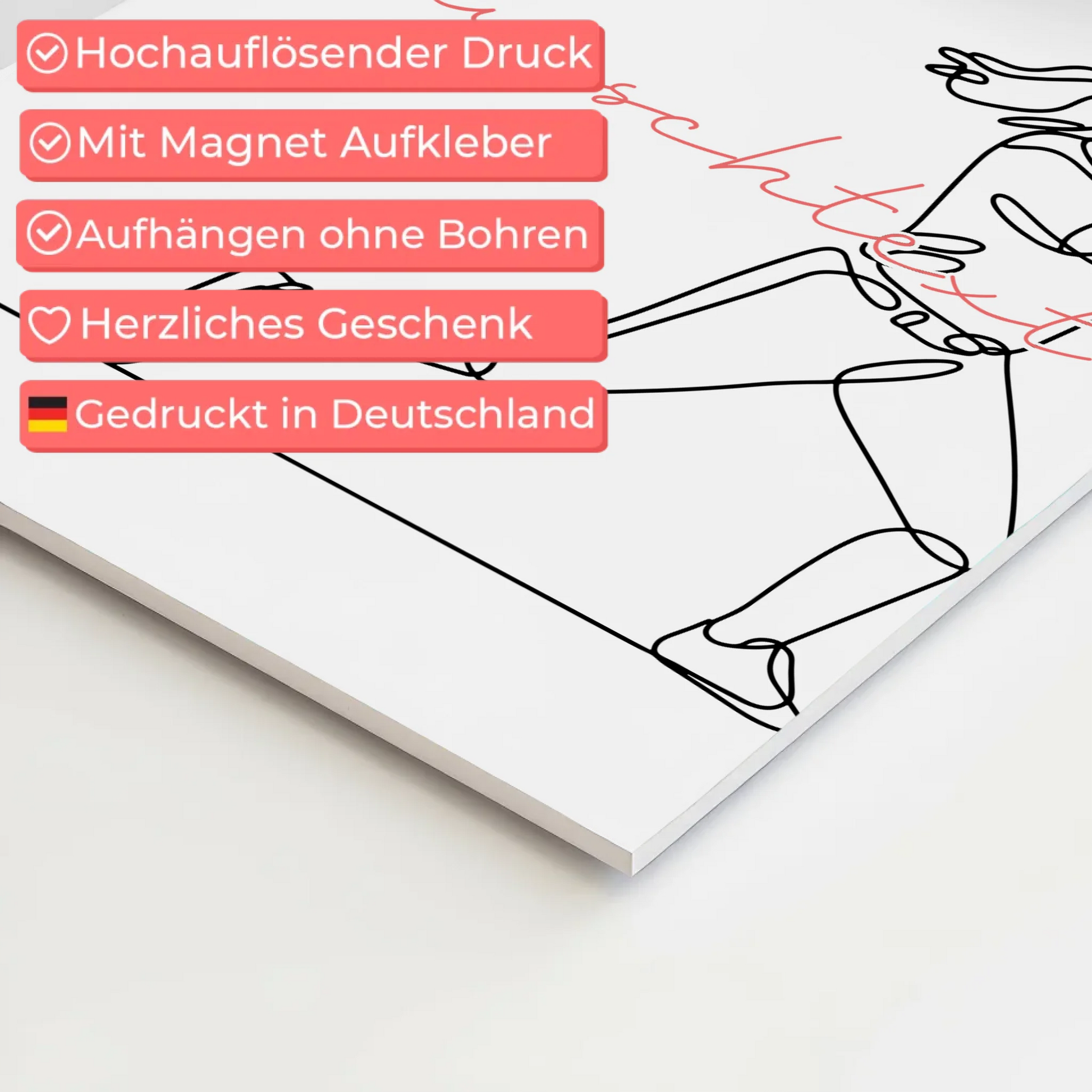 Personalisiertes Fotoboard Magnetisch Lineart Baseball Geschenk Tochter & Schwester 4