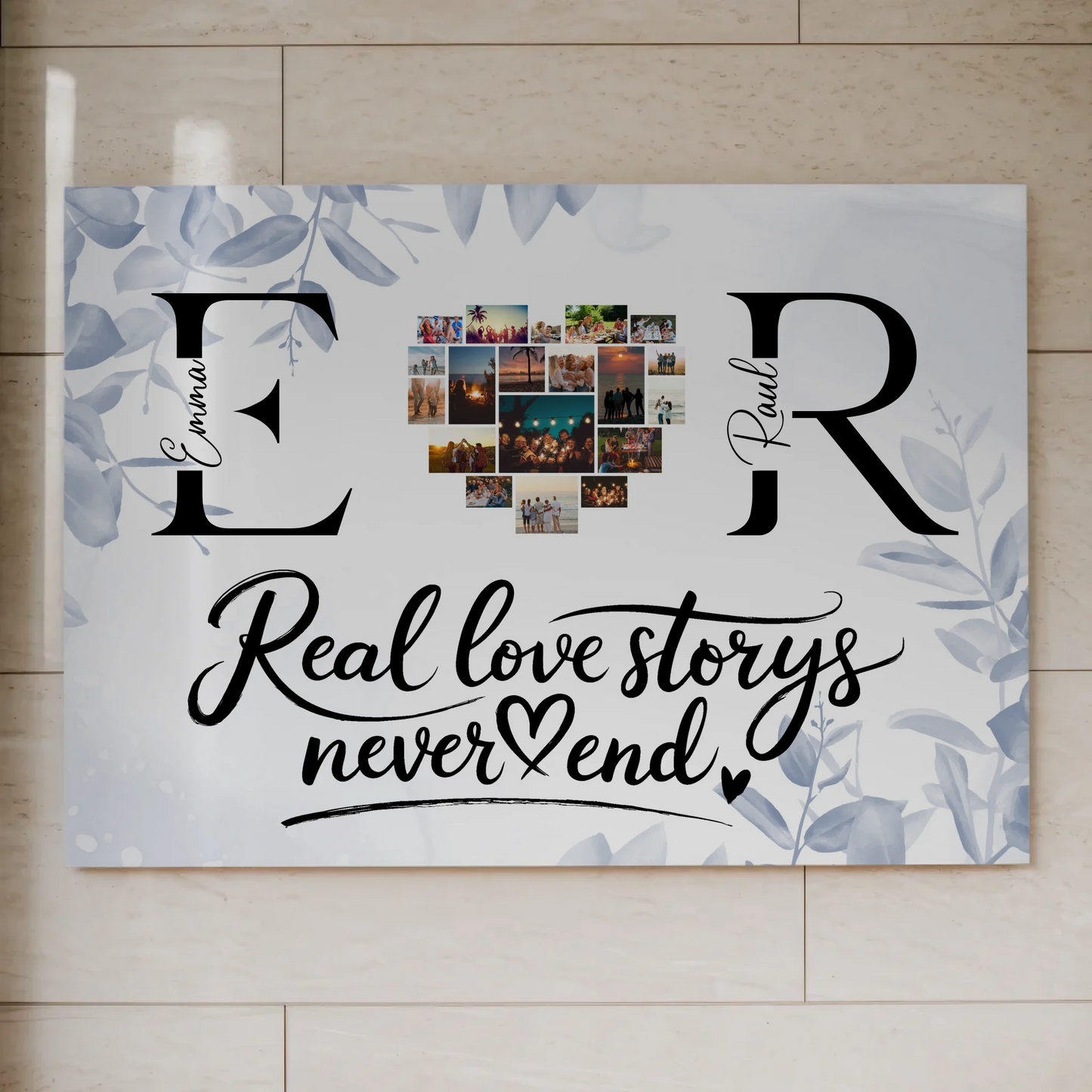 Magnet Fotoboard personalisiert Mit Namen Initialien und Fotos Real Love Storys Never End